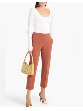 NEW Theory Treeca Crepe Pull On Modern Pants in Red Clay, Size 8